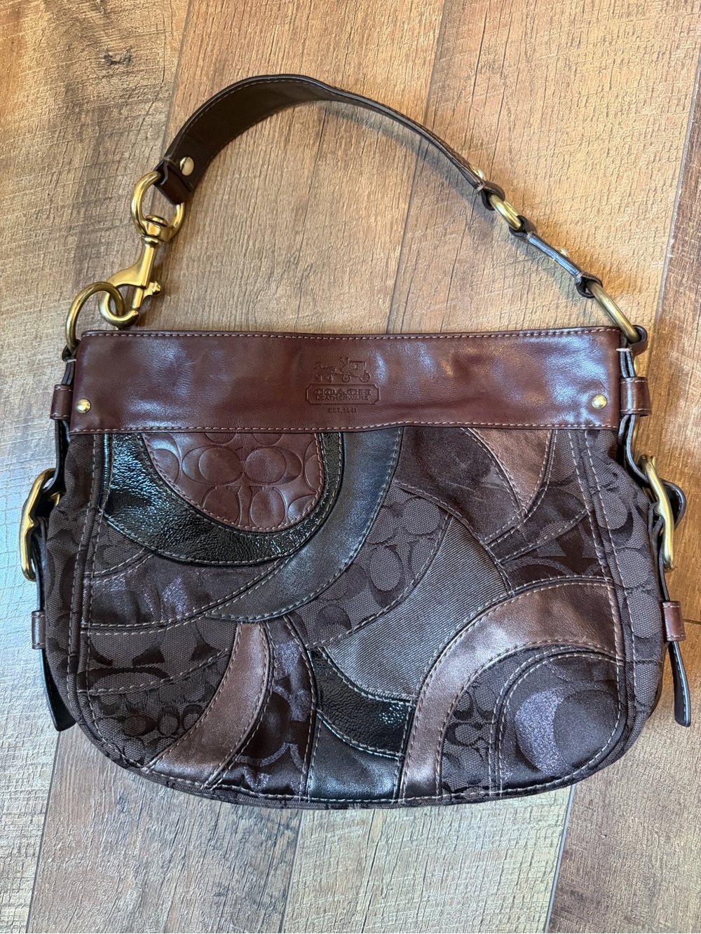 COACH Zoe Patchwork Mosaic Leather Hobo Shoulder Bag Handbag Y2K Purse Vintage